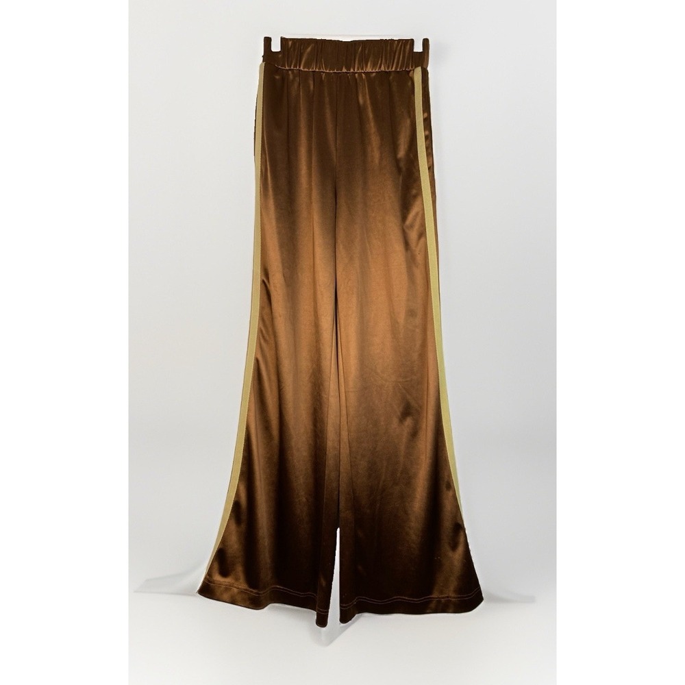 Princess Polly Women's 4 Chocolate Brown Satin Flare Leg Track Pants